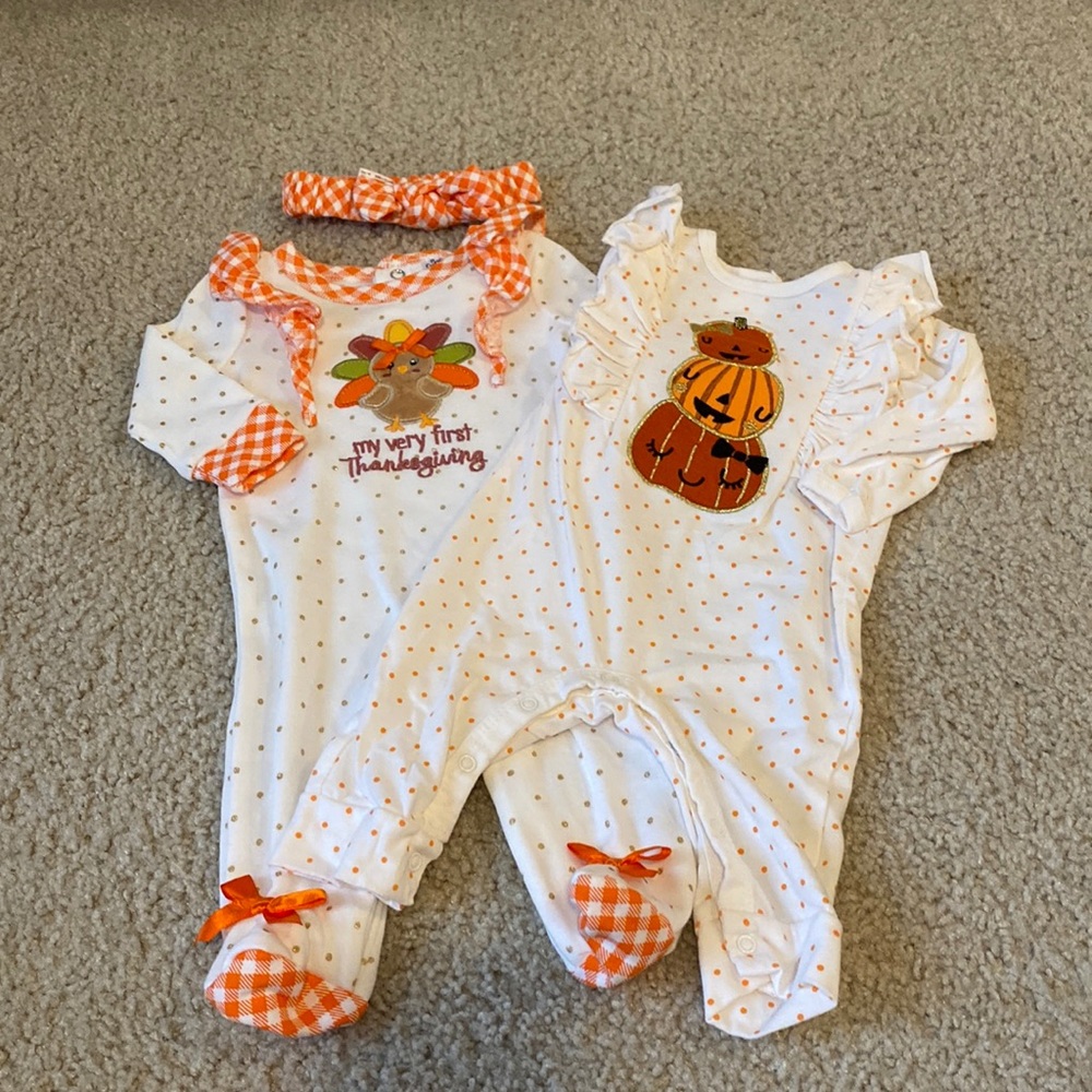 2 Fall Themed Baby Pajamas